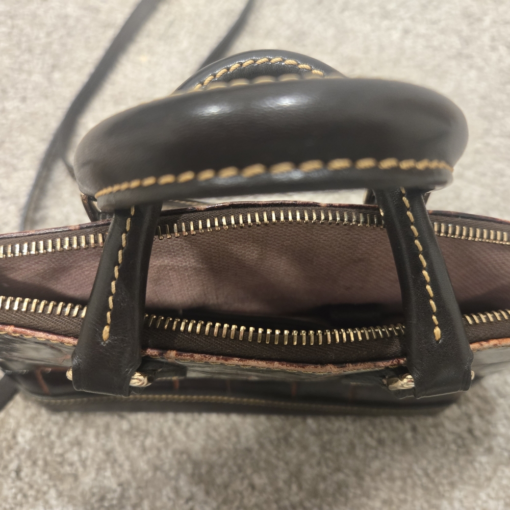 Dooney & Bourke Brown Croc-Embossed Leather Bag - Picture 8 of 12
